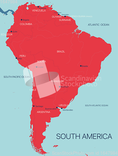 Image of South America continent vector map