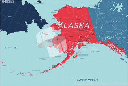 Image of Alaska State Political map of the United States