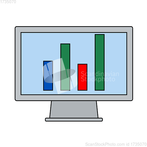 Image of Monitor With Analytics Diagram Icon