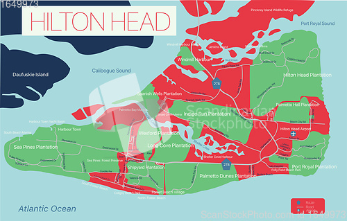 Image of Hilton Head detailed editable map