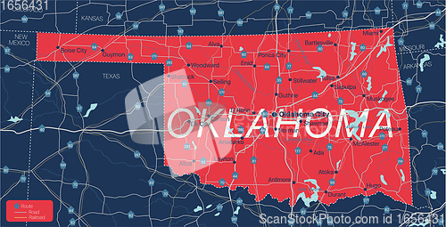 Image of Oklahoma state detailed editable map