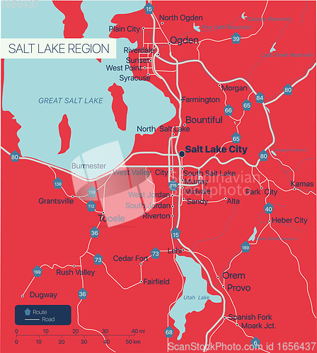 Image of Salt Lake Region detailed editable map