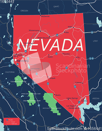 Image of Nevada state detailed editable map