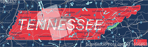 Image of Tennesy state detailed editable map