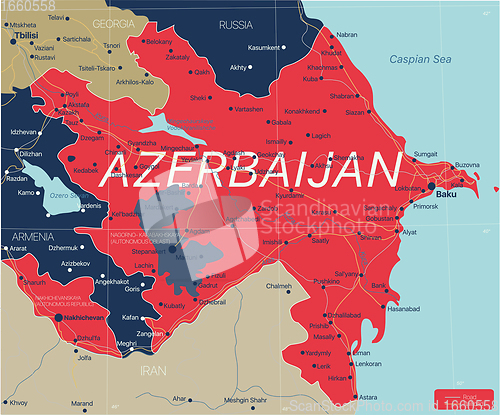 Image of Azerbaijan country detailed editable map