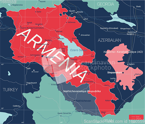 Image of Armenia country detailed editable map