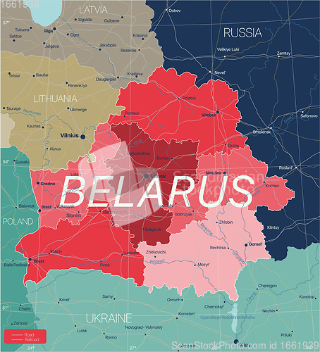 Image of Belarus country detailed editable map