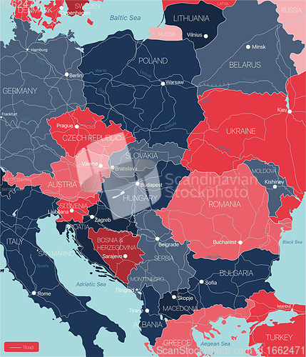Image of Eastern Europe detailed editable map