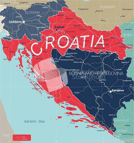 Image of Croatia country detailed editable map