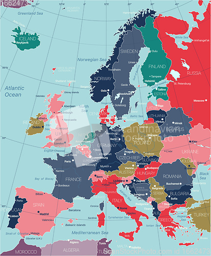 Image of Europe detailed editable map