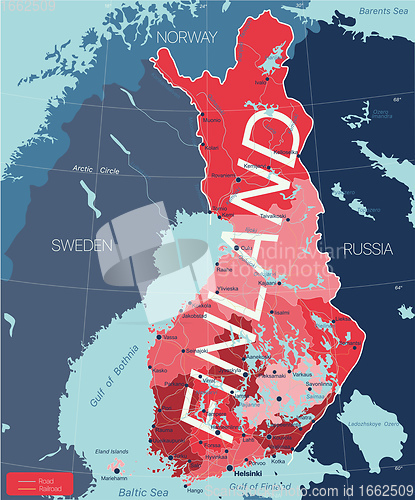 Image of Finland country detailed editable map