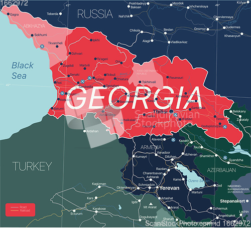 Image of Georgia country detailed editable map