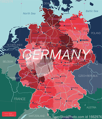 Image of Germany country detailed editable map