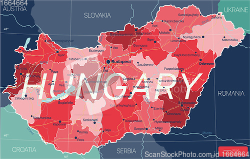 Image of Hungary country detailed editable map