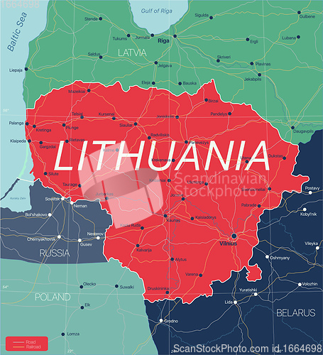 Image of Lithuania country detailed editable map