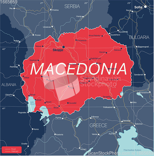 Image of Macedonia country detailed editable map