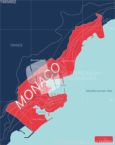 Image of Monaco country detailed editable map