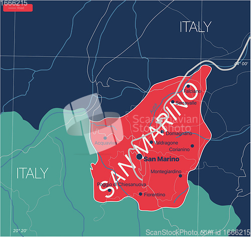 Image of San Marino country detailed editable map