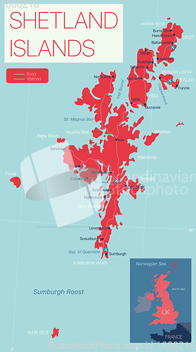 Image of Shetland islands detailed editable map