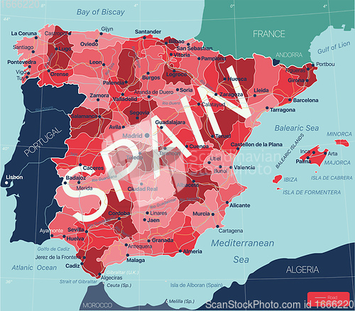 Image of Spain country detailed editable map