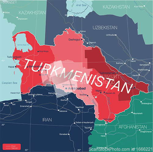 Image of Turkmenistan country detailed editable map