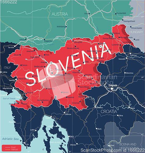 Image of Slovenia country detailed editable map