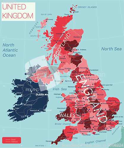 Image of United Kingdom country detailed editable map
