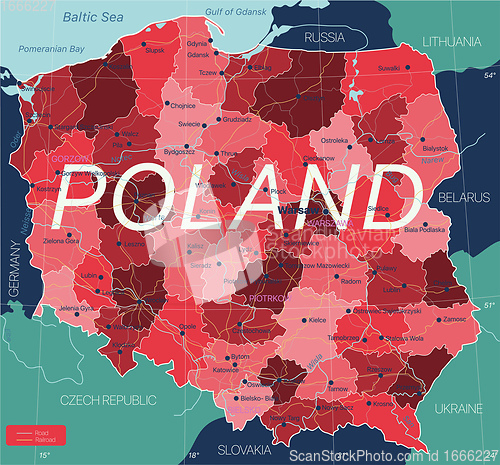 Image of Poland country detailed editable map