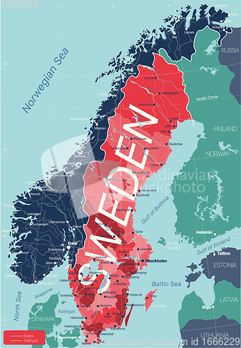 Image of Sweden country detailed editable map