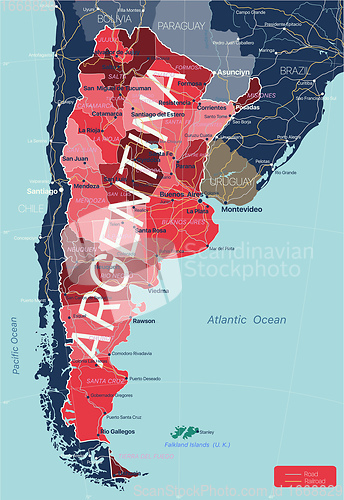 Image of Argentina country detailed editable map