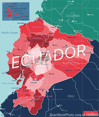 Image of Ecuador country detailed editable map