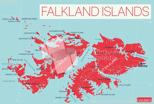 Image of Falkland Islands detailed editable map