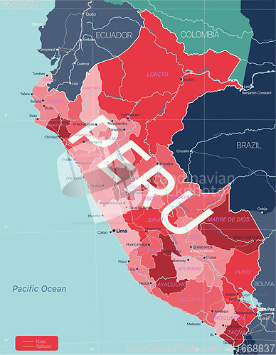 Image of Peru country detailed editable map