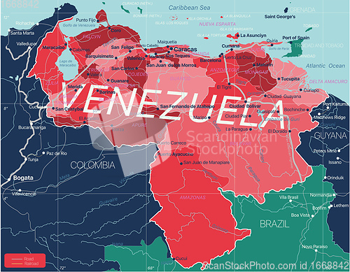 Image of Venezuela country detailed editable map