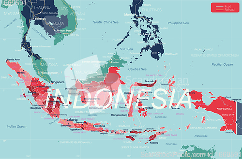 Image of Indonesia country detailed editable map