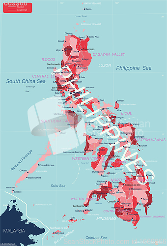 Image of Philippines country detailed editable map