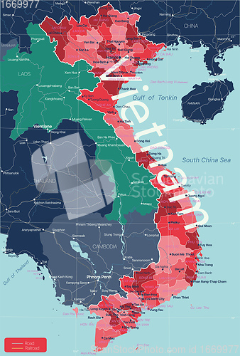 Image of Vietnam country detailed editable map