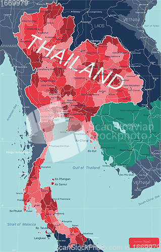 Image of Thailand country detailed editable map