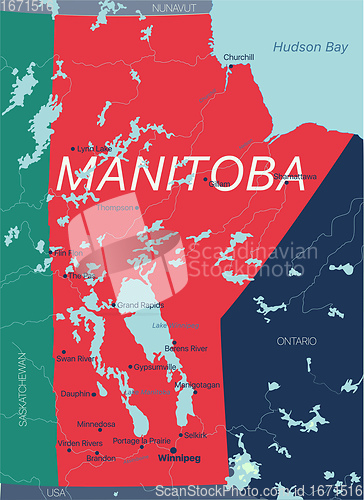 Image of Manitoba province vector editable map of the Canada