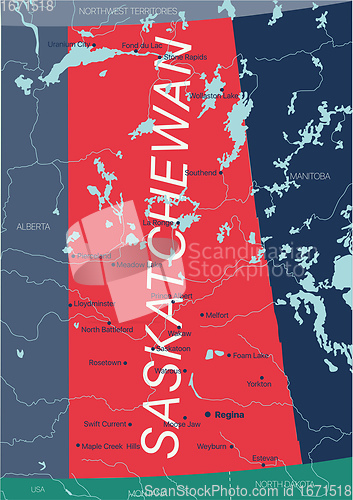 Image of Saskatchewan province vector editable map of the Canada