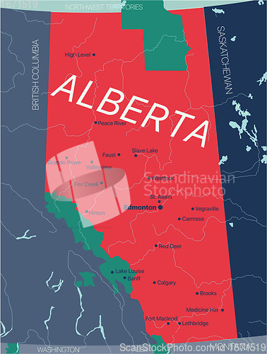 Image of Alberta province vector editable map of the Canada