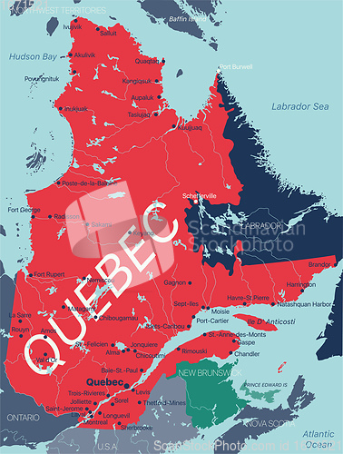 Image of Quebec province vector editable map of the Canada