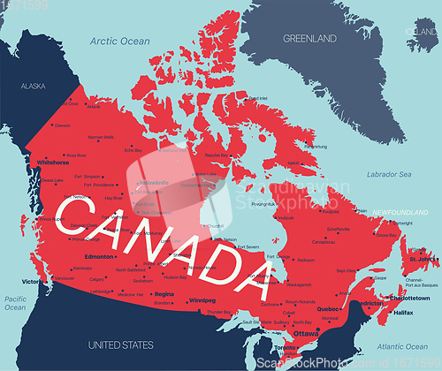 Image of Canada vector editable map