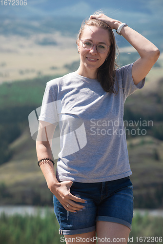 Image of Woman portrait in Altai mountains