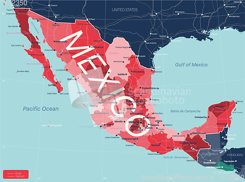 Image of Mexico country detailed editable map