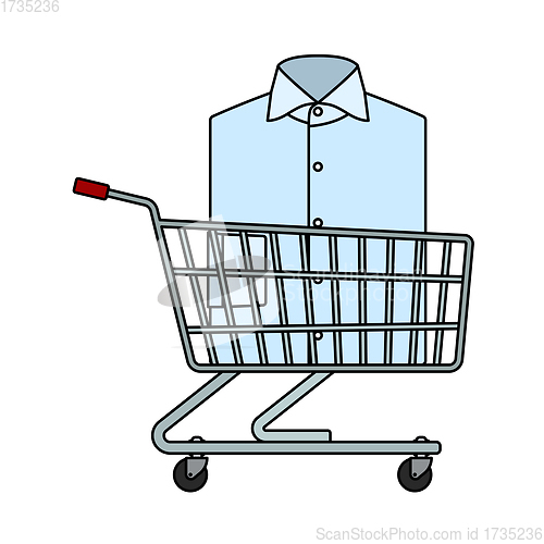 Image of Shopping Cart With Clothes (Shirt) Icon