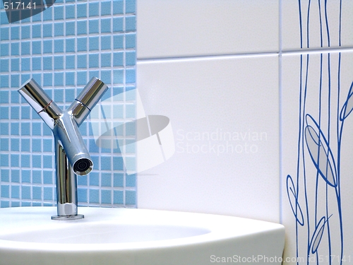 Image of Interior of bathroom - basin and faucet