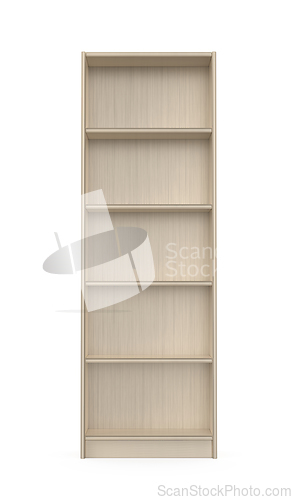 Image of Front view of empty wooden bookcase
