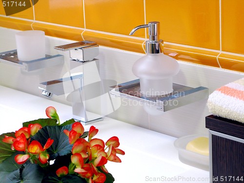 Image of Interior of bathroom - basin and faucet