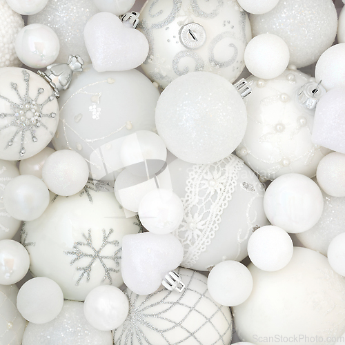 Image of Christmas White Ornament Decorative Background